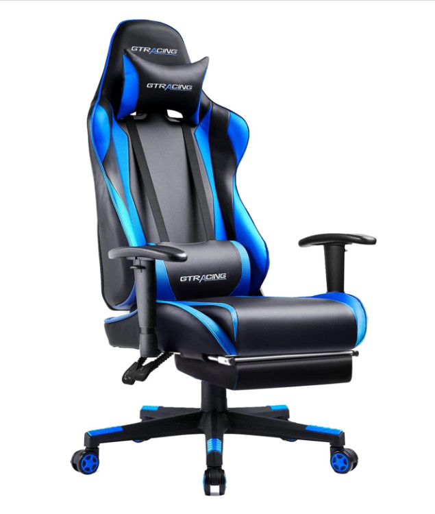 GTRACING Gaming Chair w/ Footrest, Height Adjust, Headrest & Lumbar Support gallery