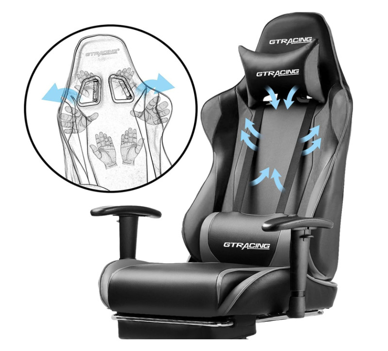 GTRACING Gaming Chair w/ Footrest, Height Adjust, Headrest & Lumbar Support gallery