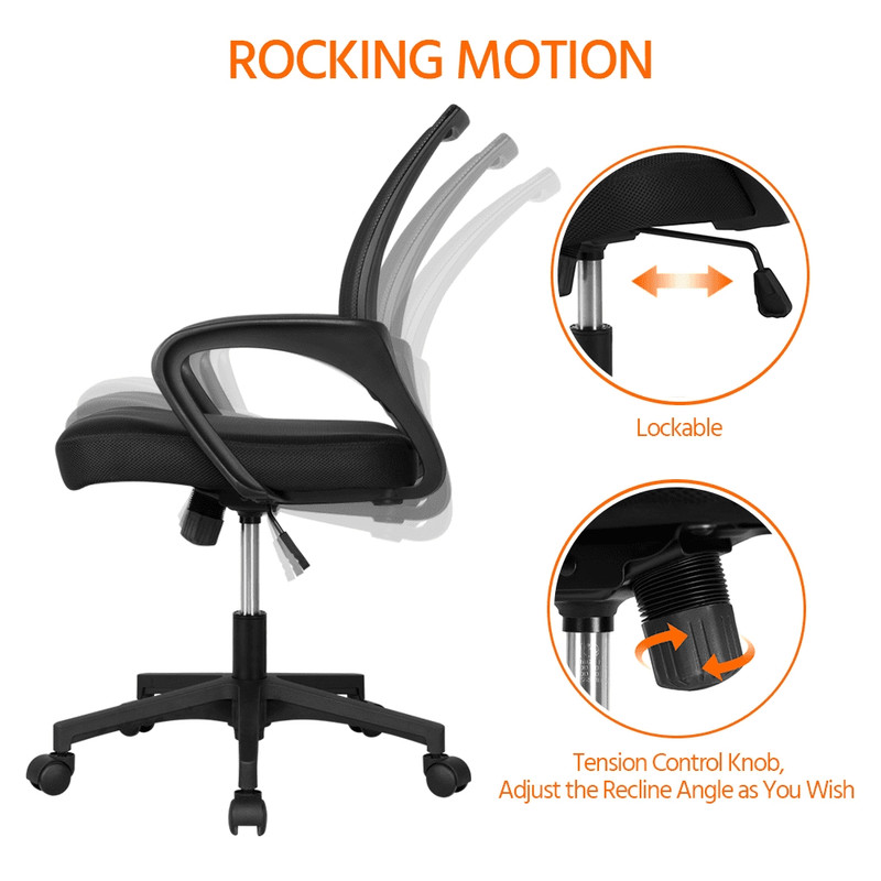 Adjustable Ergonomic Mid-Back Mesh Office Chair with Armrests, Black gallery
