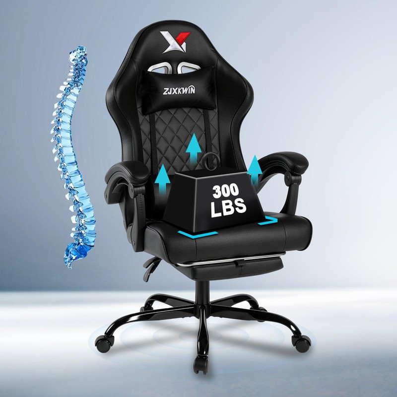 Gaming Chair with Pocket Spring Cushion, Ergonomic High Back Computer Chair w…