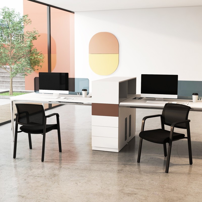 Set of 2 Conference Chairs Stackable Office Guest Mesh Chairs for Waiting Room gallery
