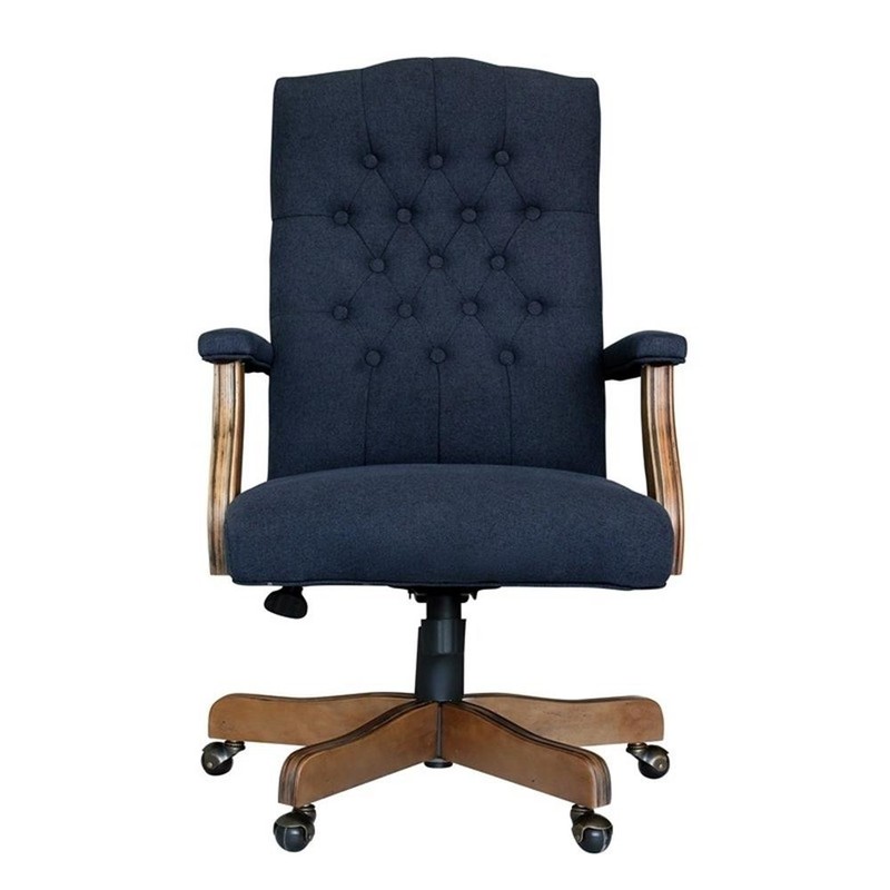 Scranton & Co Traditional Linen Fabric Executive Office Chair in Denim Blue gallery