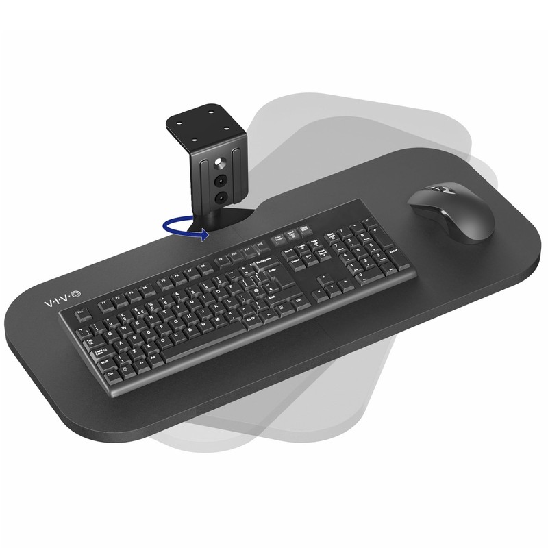 Rotating Computer Keyboard and Mouse Tray Under Desk Mount, Swiveling 25 x 10 in