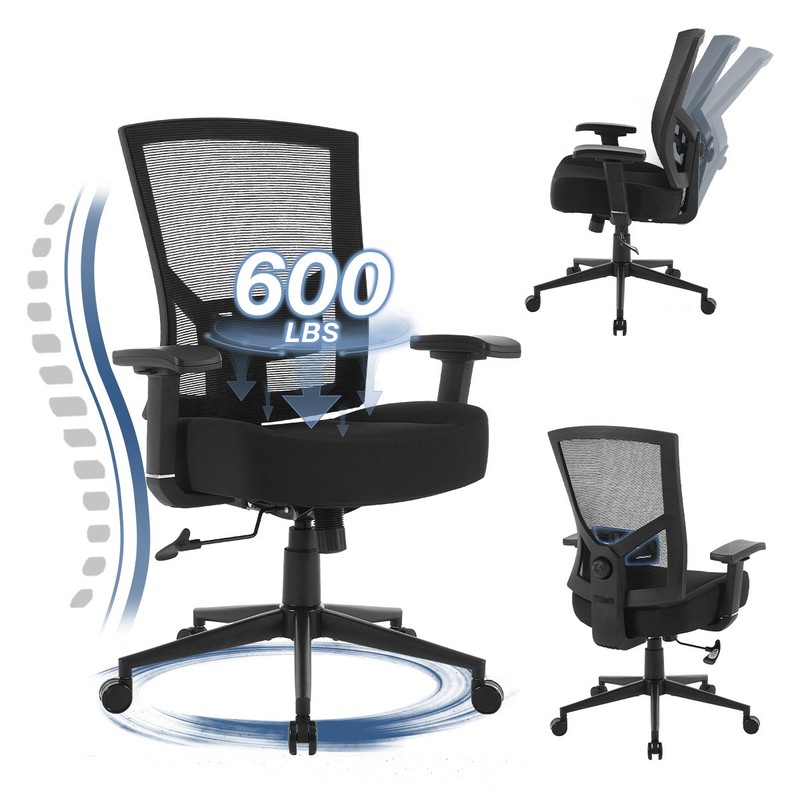 Ergonomic Home Office Chair Mesh Mid Back Armrest Thick Cushion Tilt Reclining gallery