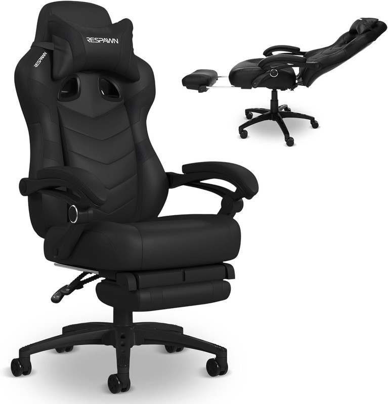 110 Pro Ergonomic Gaming Chair with Footrest for Adults - Comfortable Office Gam gallery