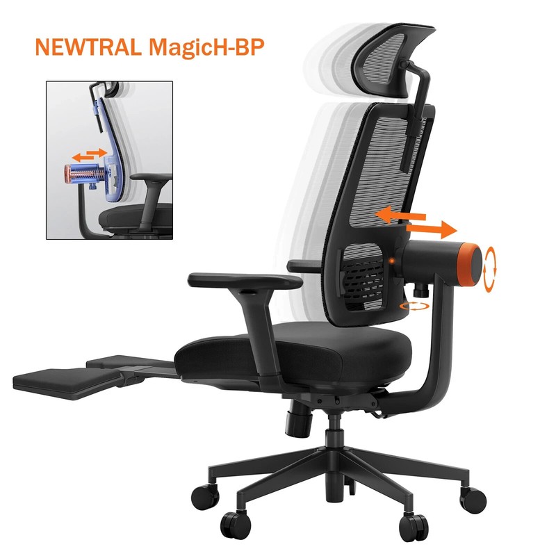 Newtral MagicH-BP Ergonomic Office Chair w/Footrest & Lumbar Support Recline