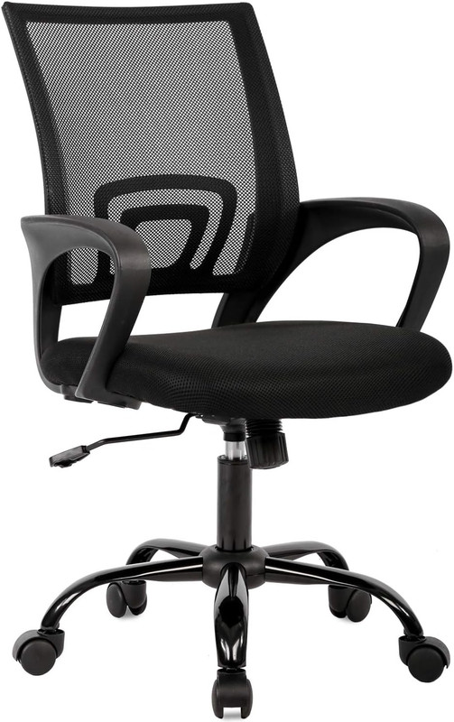 Ergonomic Mesh Office Chair with Lumbar Support & Adjustable Armrests - Black