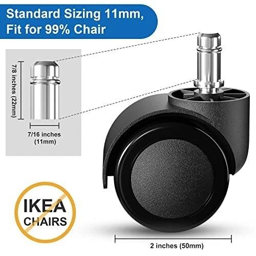 Office Chair Wheels Replacement 5 Pcs 2 Inch Office Chair Casters Heavy Duty | E gallery