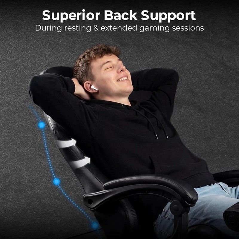 Gaming Chair Leather High Back Recliner Footrest Adjustable Ergonomic Black gallery