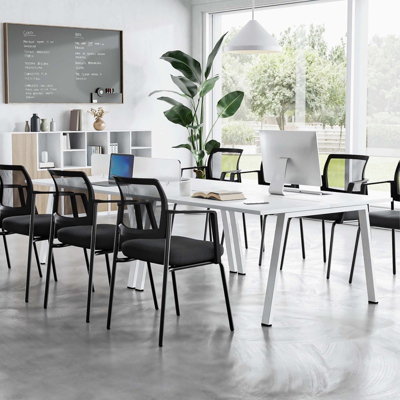 1 Pack Mesh Back Stacking Arm Chairs Guest Reception Chairs Ergonomic Office gallery
