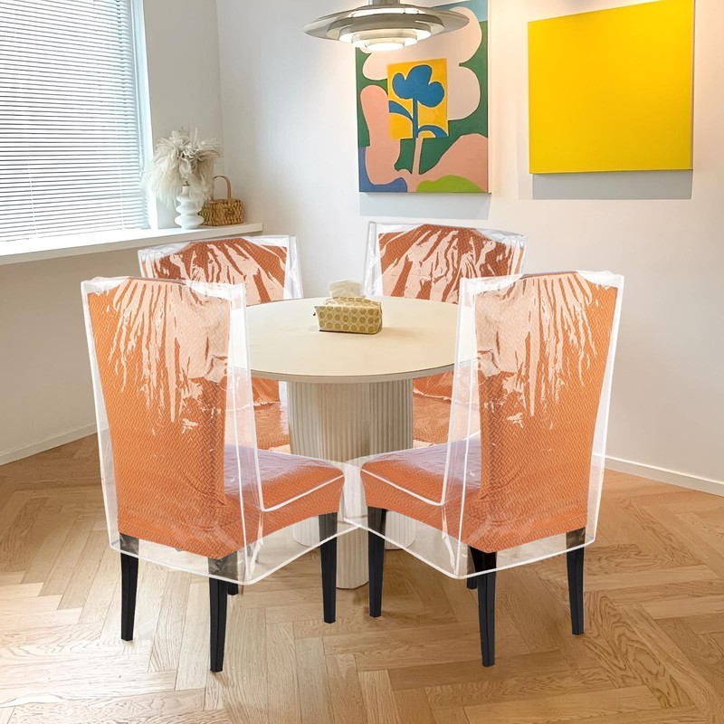 Dining Chair Covers, Waterproof Covers - 4 W/21'' x D/18'', Transparent gallery