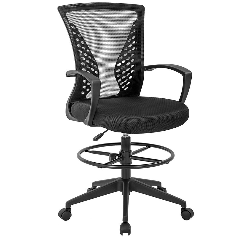 Drafting Chair Tall Office Standing Desk 23L*22W*48H, Black