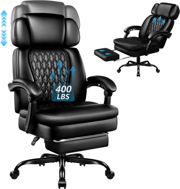 400lbs Executive Office Chair W/ Foot Rest Ergonomic Heavy Duty Big & Tall Desk