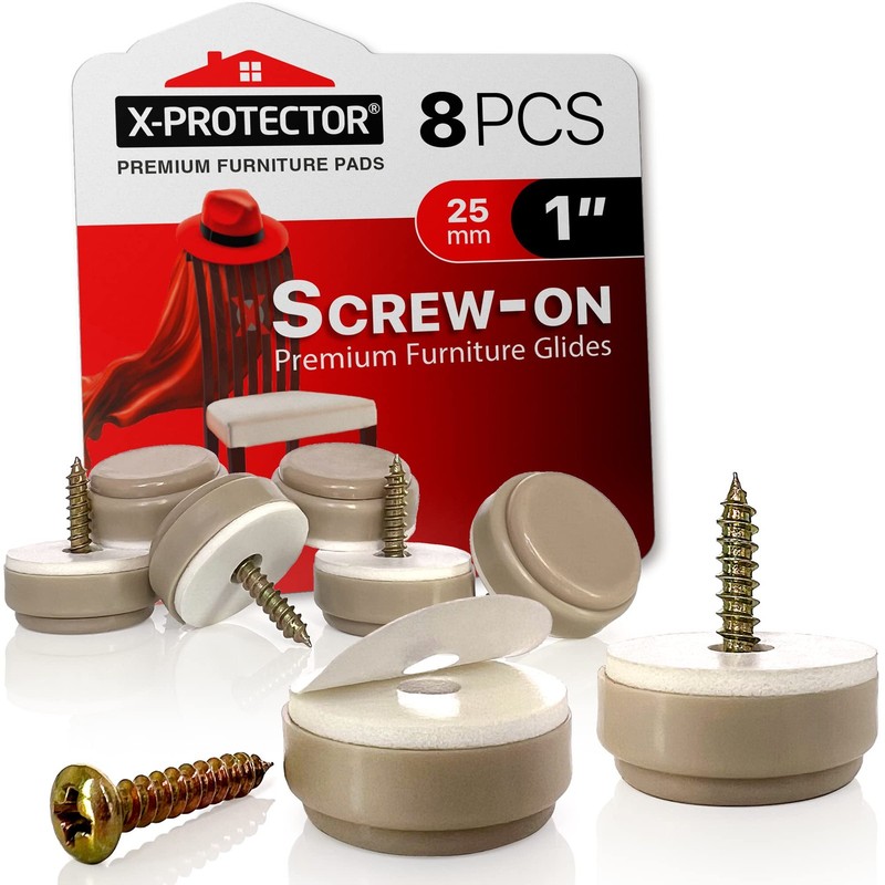 Chair Glides X-PROTECTOR – 8 PCS 1" 1 inch (8 pieces) - Beige, Beige