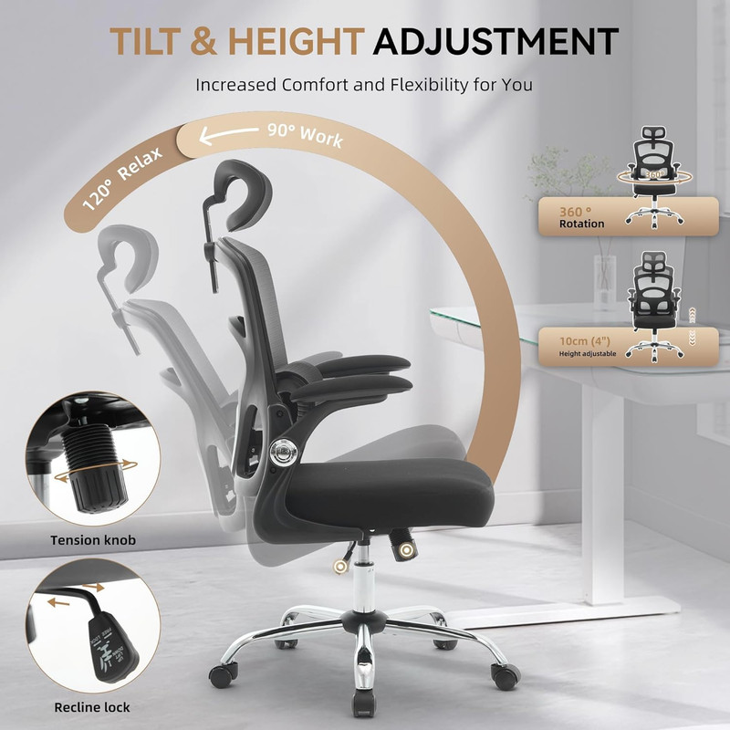 Ergonomic High-Back Mesh Office Chair with Adjustable Headrest and Wheels gallery