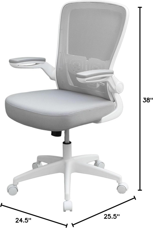 Mesh Task Chair with Flip up Arms, Grey/White gallery