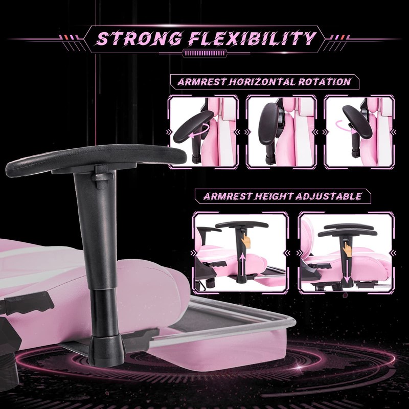 Premium Gaming Chair with Footrest Ergonomic Design Adjustable Recline White ... gallery