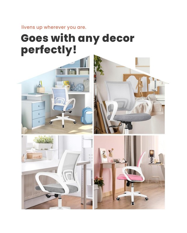 Pink Ergonomic Office Computer Chair - Mid Back Seat with Lumbar Support gallery