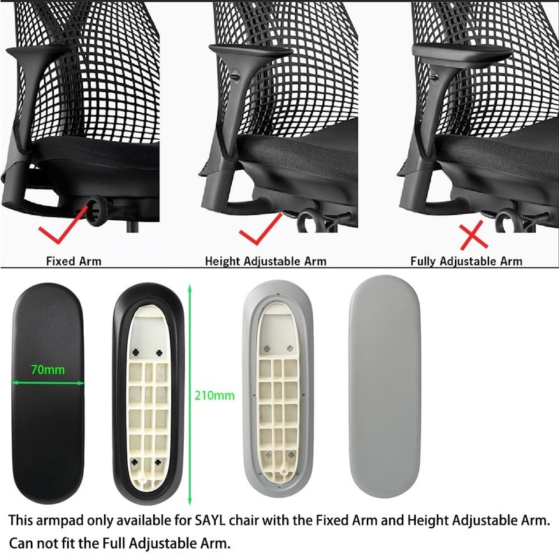 Herman Miller Sayl Chair Armrest Pad Caps Replacement Light Gray Vinyl 1 Pair gallery