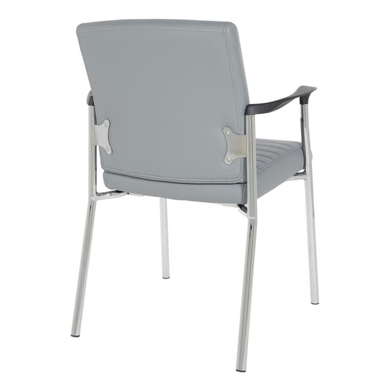 Guest Chair in Charcoal Gray Faux Leather with Chrome Frame gallery