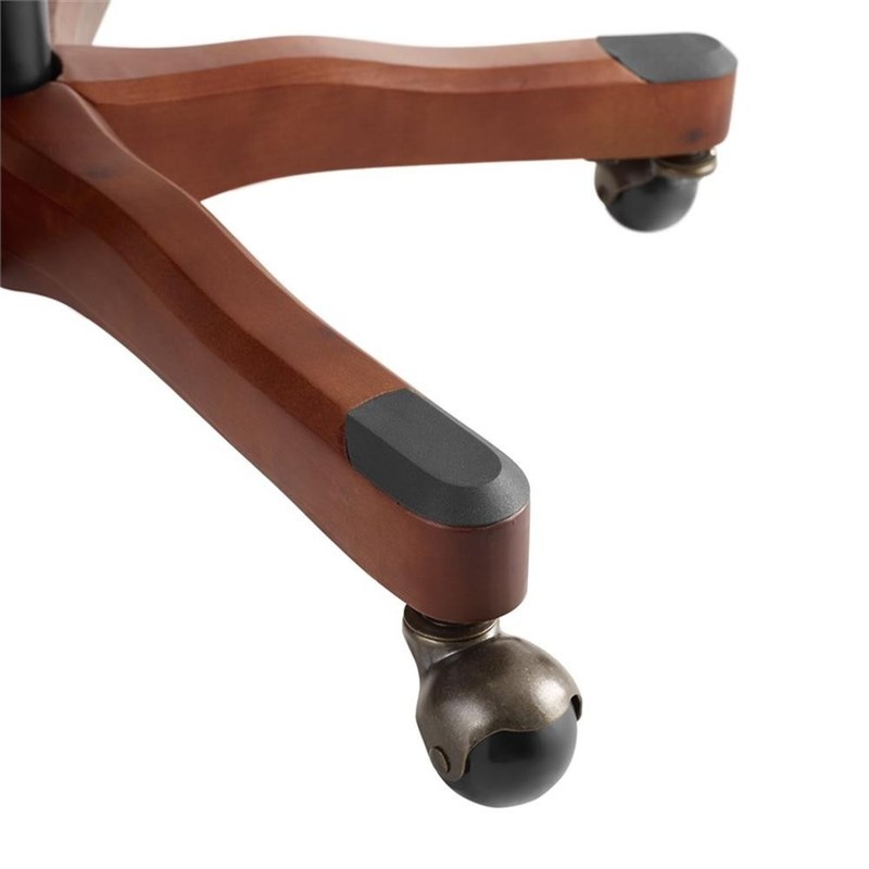 Linon Sinclair Upholstered Office Chair Wood Base with Wheels in Natural Beige gallery