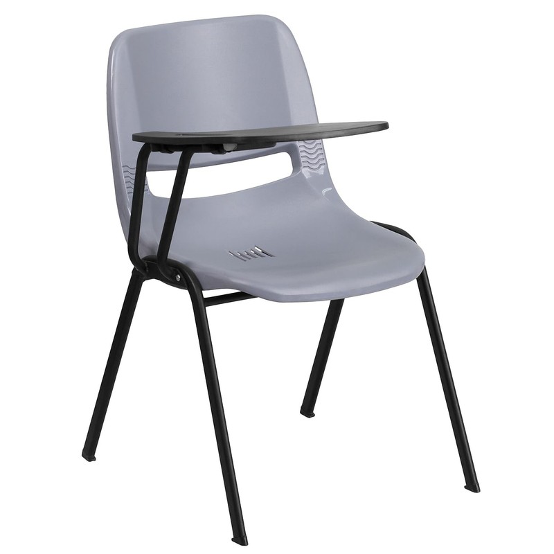 Flash Furniture Plastic Classroom Chair in Gray with Right Arm Tablet gallery