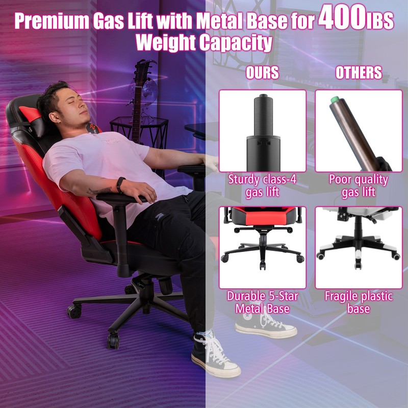 Gaming Chair 360° Swivel Computer Reclining Height Adjustable 4D Armrest Red gallery
