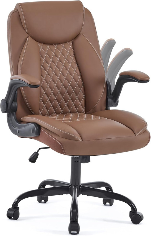 YFO Leather Office Ergonomic Home Office Desk Chair, Back Support Swivel Executi