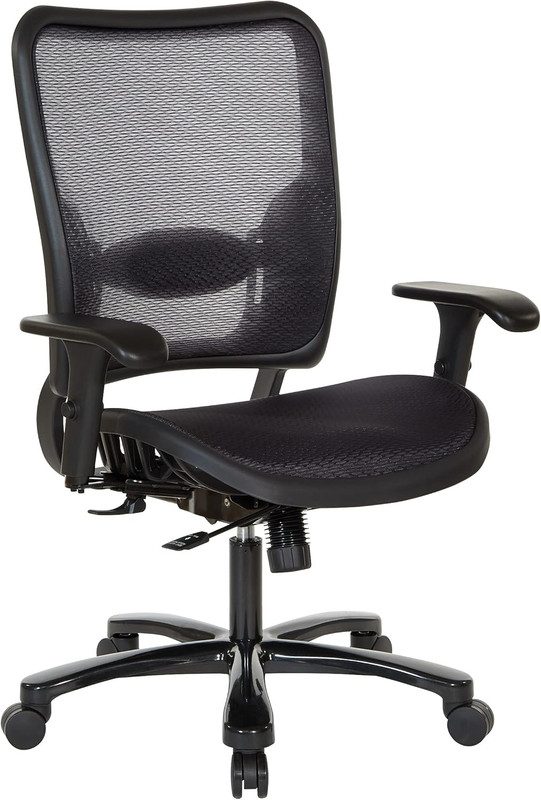 Space Seating 75 Series Big & Tall Ergonomic Office Chair, 400 lb Limit, Black