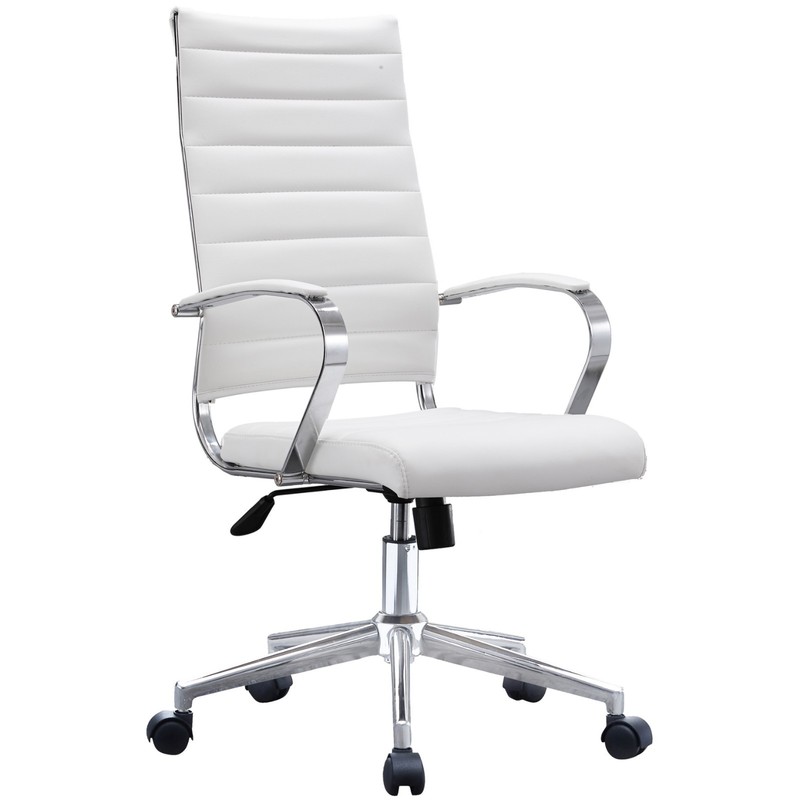 High Back Computer Desk Seat Adjustable Ribbed Leather Cushion Office Chair gallery