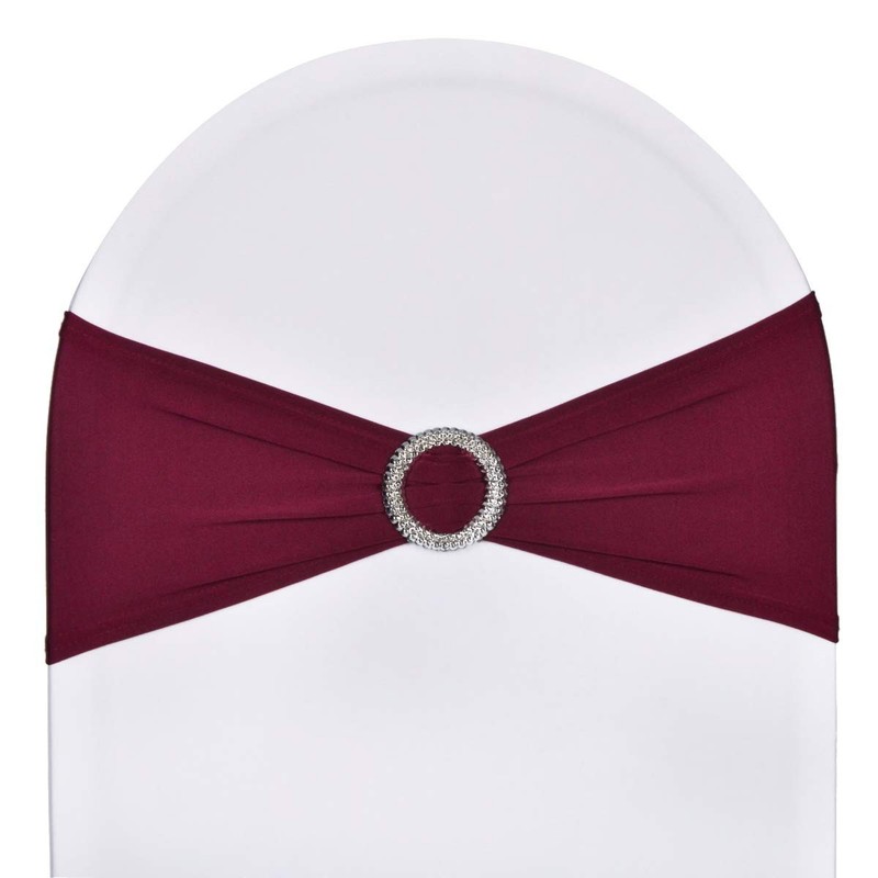 SweetEasy 10pcs Stretch Spandex Chair Bows for Christmas 10PCS, Burgundy