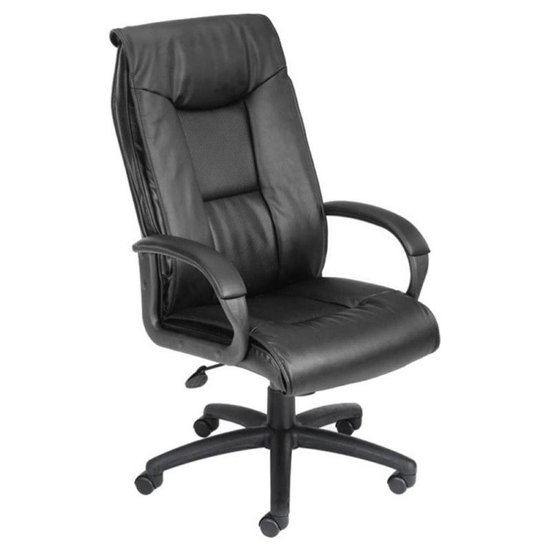 Boss Office Products LeatherPlus Spring Tilt Office Chair in Black
