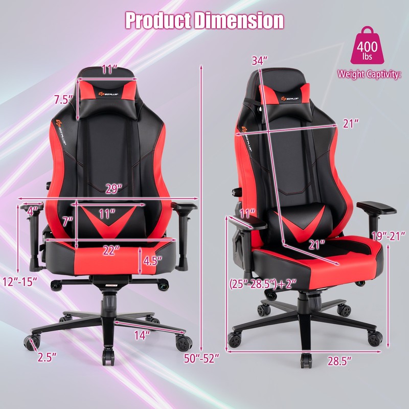 Gaming Chair 360° Swivel Computer Reclining Height Adjustable 4D Armrest Red gallery