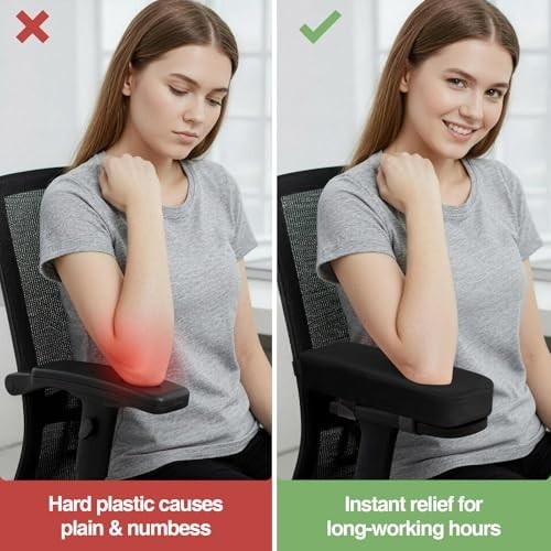 Ergonomic Memory Foam Armrest Pads - Non-Slip Cushions with Adjustable Straps, E gallery