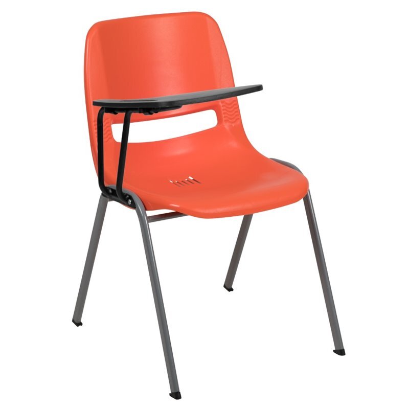 Flash Furniture Plastic Classroom Chair in Orange with Right Arm Tablet