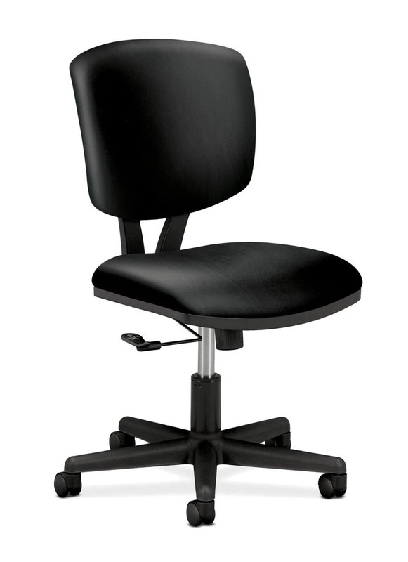 HON Volt Armless Low-Back V-Shaped Bonded Leather Office Chair, Black