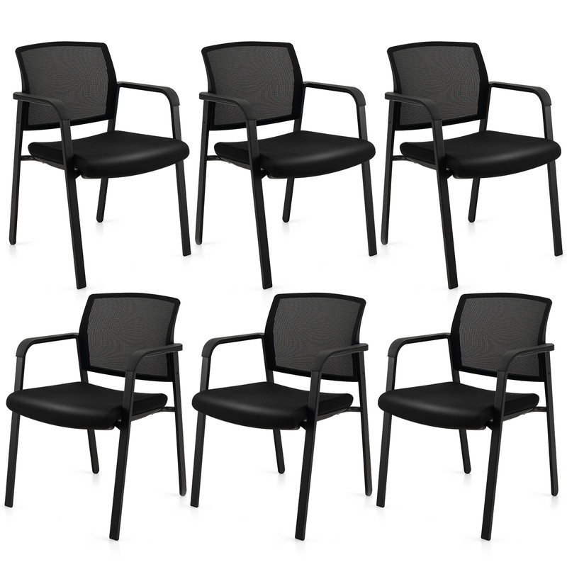 Conference Chairs Set of 6 Stackable Office Guest Mesh Chairs for Waiting Room