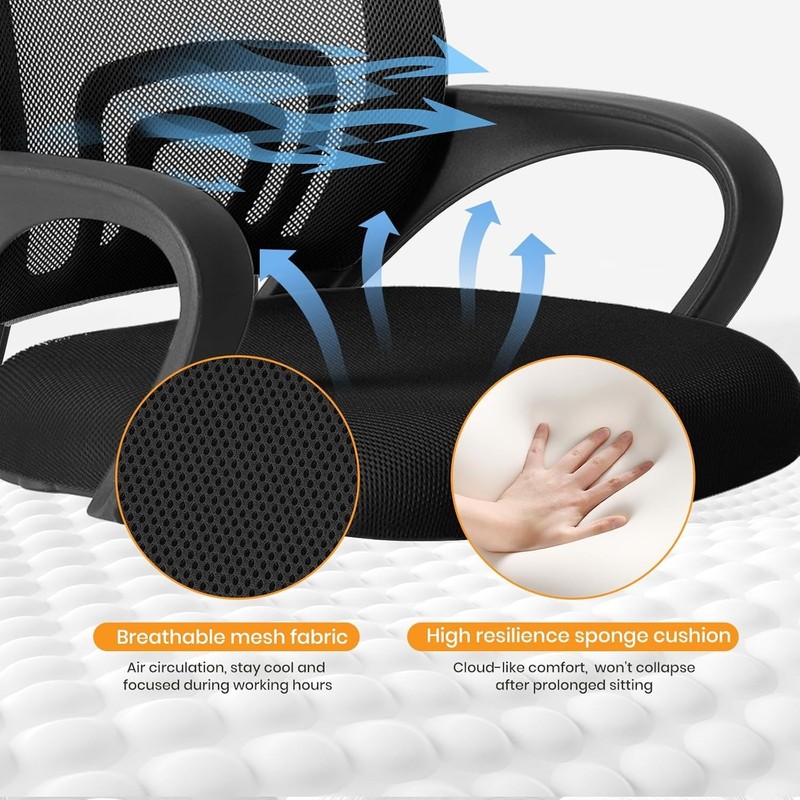 Ergonomic Office Chair with Lumbar Support - Adjustable & Rocking Black Design gallery