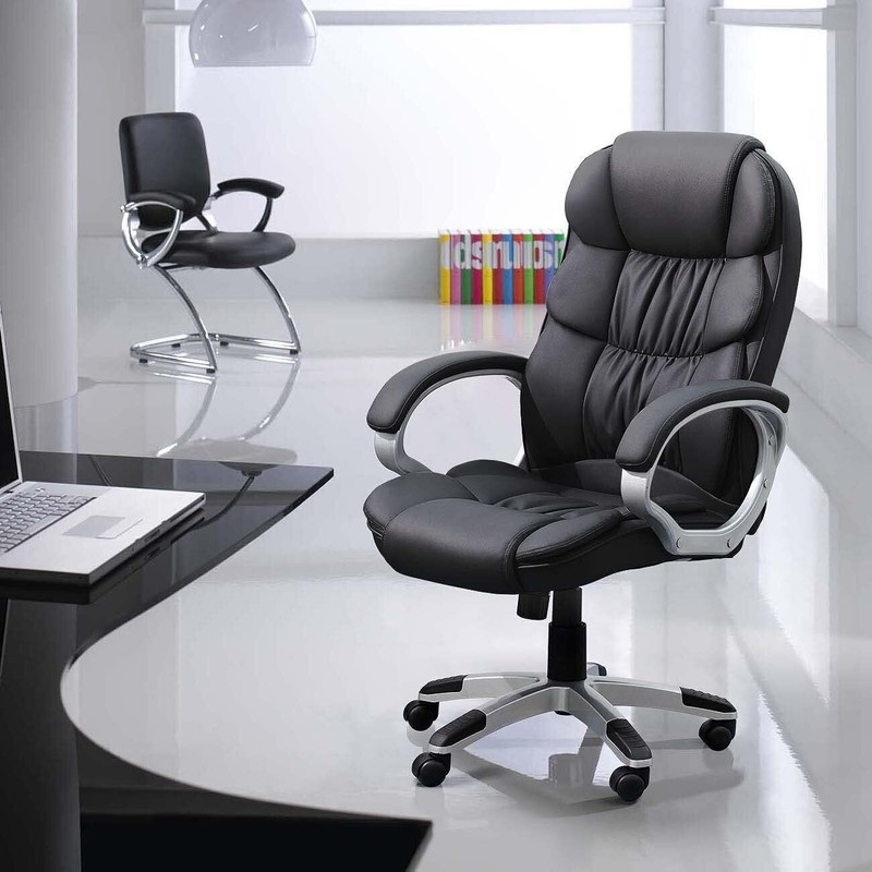 Computer Desk Chair PU Leather Adjustable Height Executive Swivel Task Chair