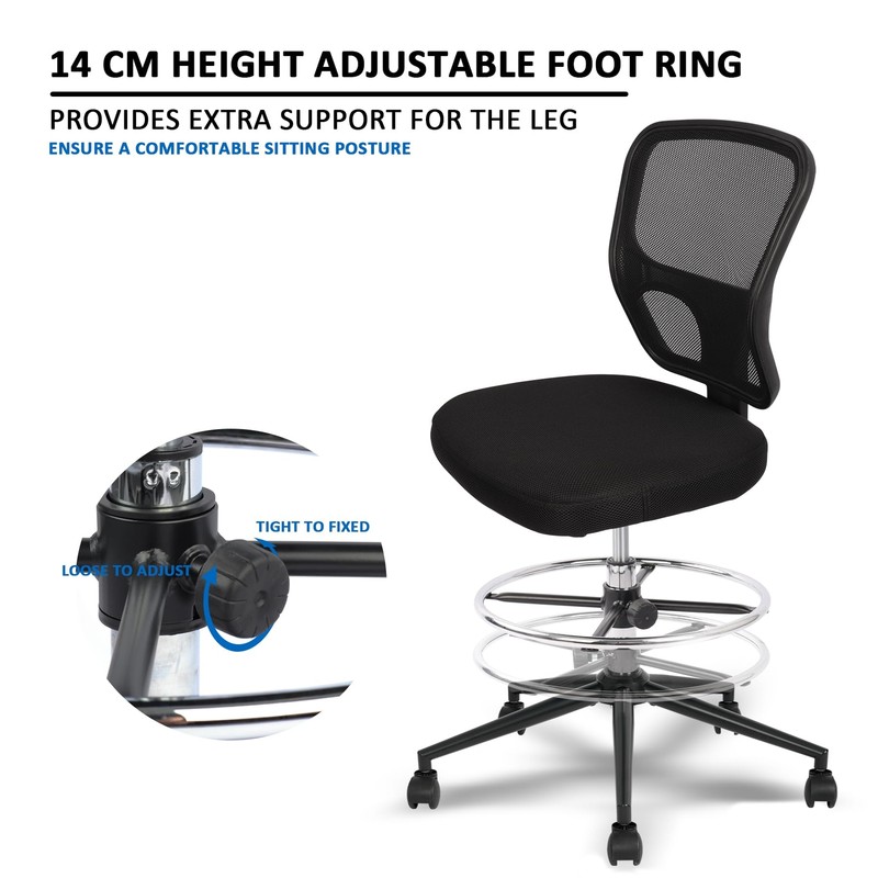 Armless Drafting Chair Tall Office Chair Adjustable Height High Back Ergonomic D gallery