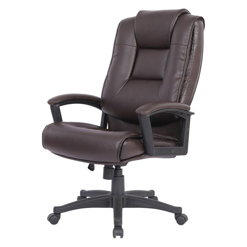 Pemberly Row High Back Espresso Bonded Leather Chair with Padded Loop Arms gallery