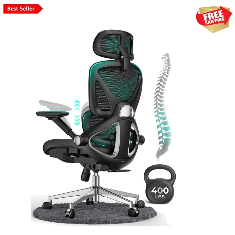 Ergonomic Mesh Office Chair, Adjustable Lumbar High Back Desk Chair 400lbs, 4...