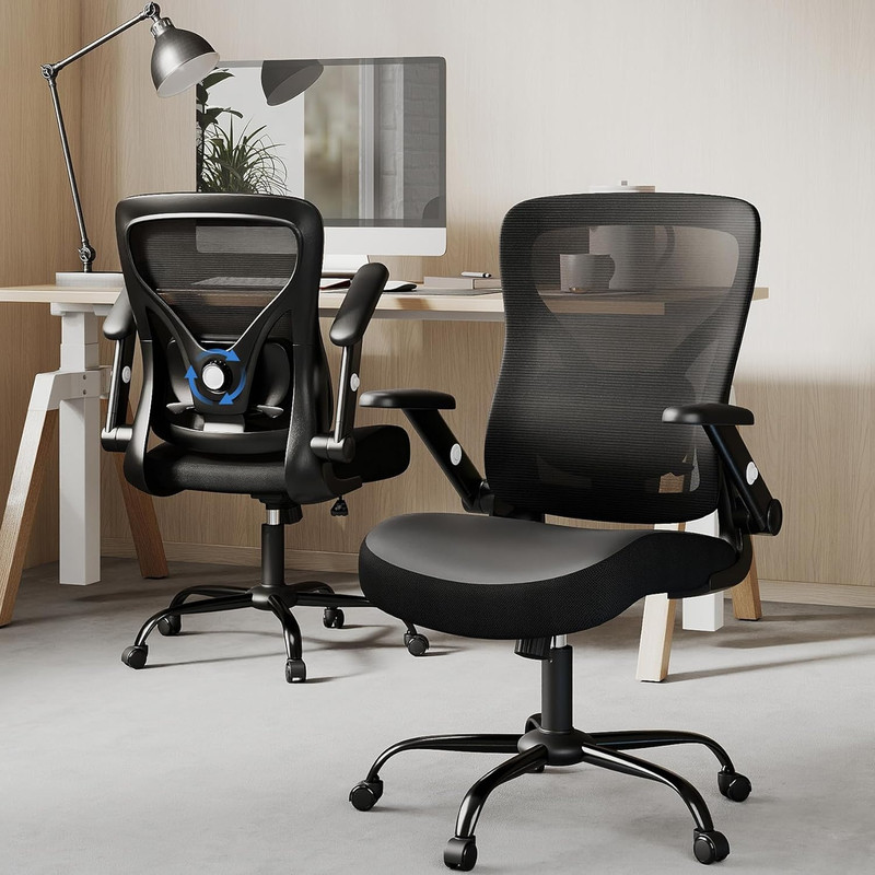 Ergonomic Office Chair with Adjustable Lumbar Support & 3D Flip-Up Armrests