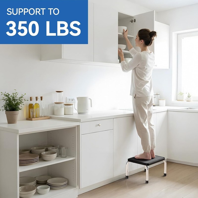 Step Stool, Heavy-Duty Steel Legs, 350 lb Capacity, Comfortable Non-Slip Rubb... gallery