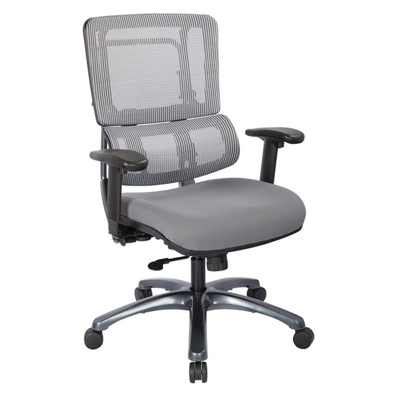 Vertical Gray Mesh Back Chair with Titanium Base by Office Star