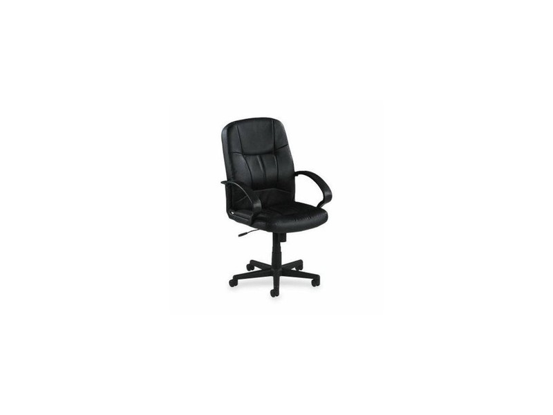 Lorell Managerial Mid-Back Chair 26"x28"x42-1/2" Black Leather 60121 gallery