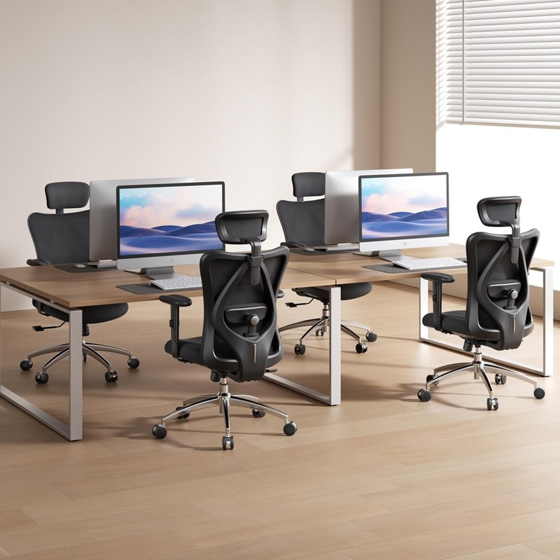 Adjustable High Back Mesh Desk Chair with Lumbar Support, 330lbs Capacity gallery