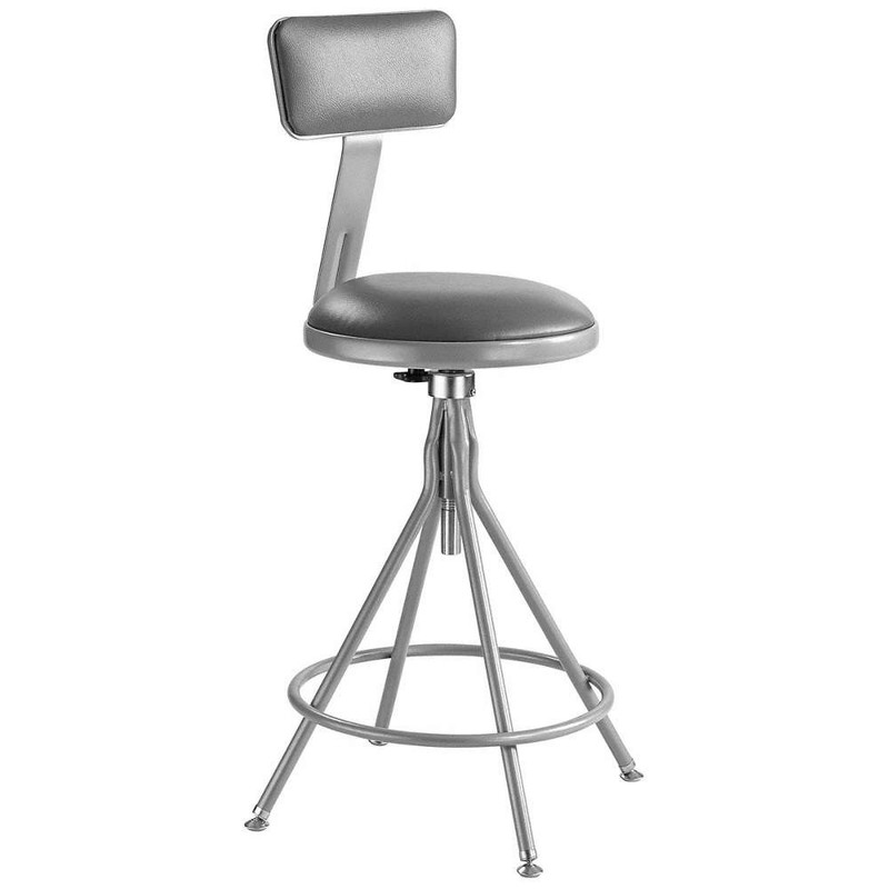 NATIONAL PUBLIC SEATING 6524HB Round Stool,Welded Tube Leg,Gray,39″H 9CU75