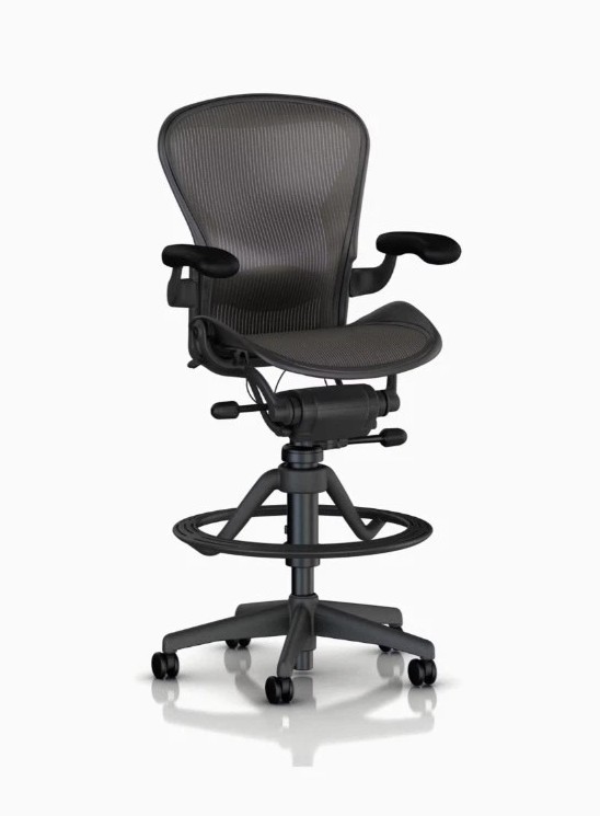Authentic Herman Miller Aeron Mesh Work Stool Table Height Lumbar Support Size B