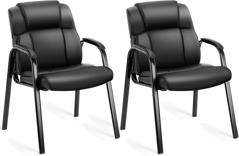 Set of 2 Leather Office Chairs with Soft Armrests for office RooM